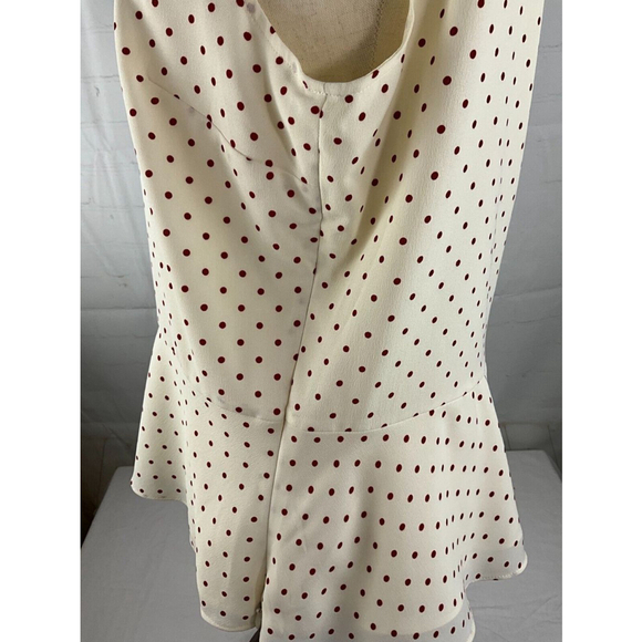Women’s Talbots Polka Dot Peplum Blouse Petite Size 12P Ivory Sleeveless Lined - Picture 3 of 3